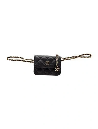 Pre-owned Chanel Classic Mini Belt Bag In Black