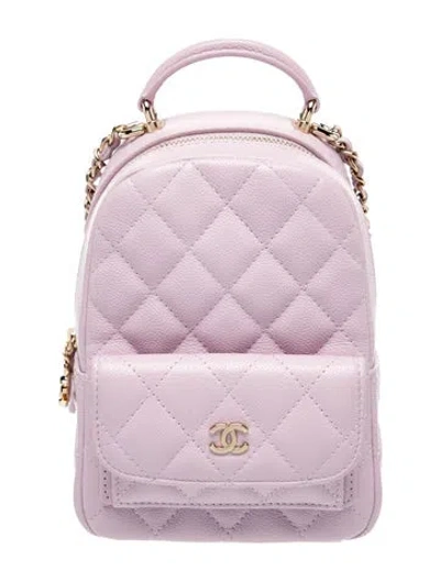 Pre-owned Chanel Classic Mini Cc Backpack In Purple