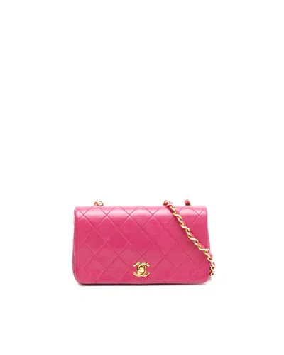 Pre-owned Chanel Classic Mini Full Flap Bag In Pink