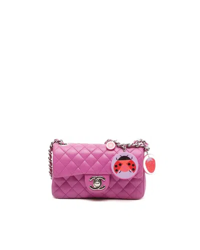 Chanel Classic Mini Lady Bug Single Flap Bag In Pink