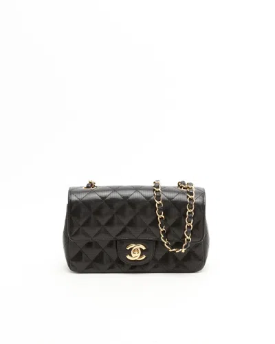 Pre-owned Chanel Classic Mini Pixel Rectangular Single Flap Bag In Black