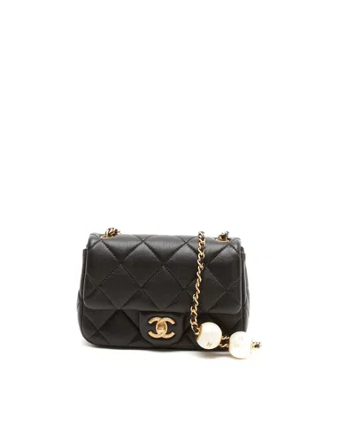 Chanel Classic Mini Rectangular Pearl Crush Flap Bag In Black