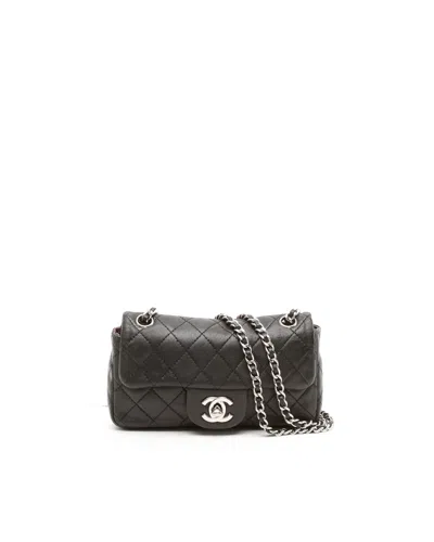 Pre-owned Chanel Classic Mini Rectangular Single Flap Bag In Black