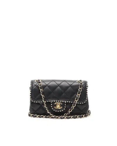 Pre-owned Chanel Classic Mini Rectangular Single Flap Bag In Black