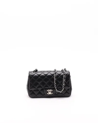 Pre-owned Chanel Classic Mini Rectangular Single Flap Bag In Black