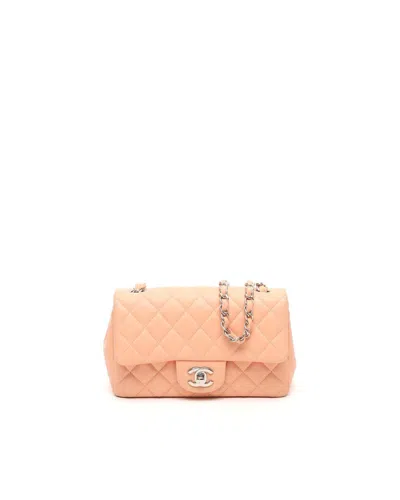 Pre-owned Chanel Classic Mini Rectangular Single Flap Bag In Pink
