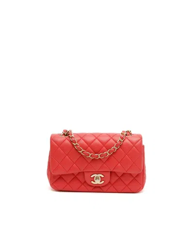 Chanel Classic Mini Rectangular Single Flap Bag In Red