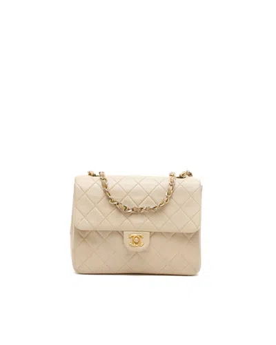 Chanel Classic Mini Square Single Flap Bag In Beige