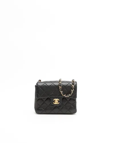 Pre-owned Chanel Classic Mini Square Single Flap Bag In Black