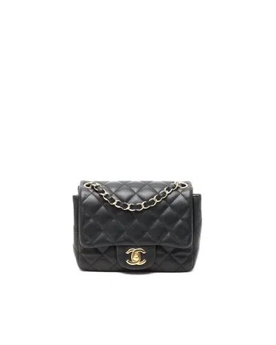 Chanel Classic Mini Square Single Flap Bag In Black