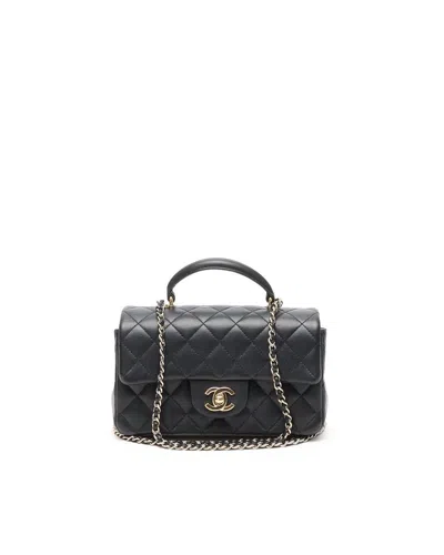 Pre-owned Chanel Classic Mini Top Handle Bag In Black