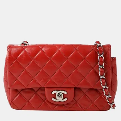 Pre-owned Chanel Classic New Mini Flap Shoulder Bag In Red