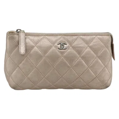 Pre-owned Chanel Classic O Case Pouch Quilted Lambskin Pink Leather Clutche & Pouche Bag ()