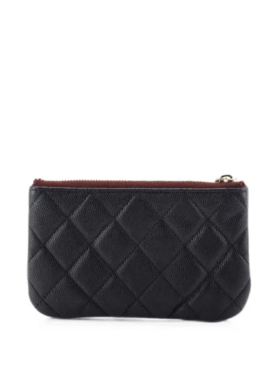Pre-owned Chanel Classic O Case Quilted Caviar Mini Pouch In Black