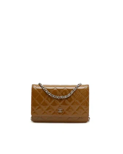 Chanel Classic Patent Wallet On Chain Bag In Brown