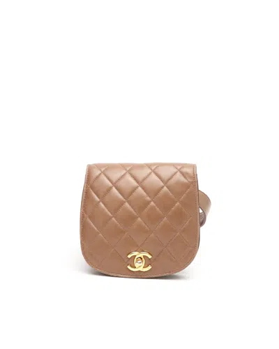 Pre-owned Chanel Classic Quilted Belt Bag In Brown