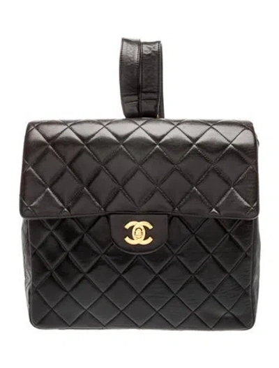 Pre-owned Chanel Classic Quilted Flap Backpack In Black