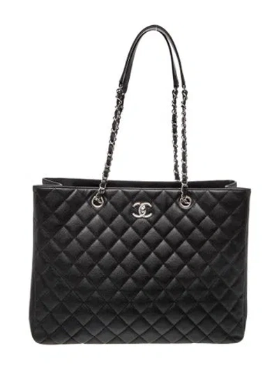 Pre-owned Chanel Classic Quilted Shopping Tote In Black