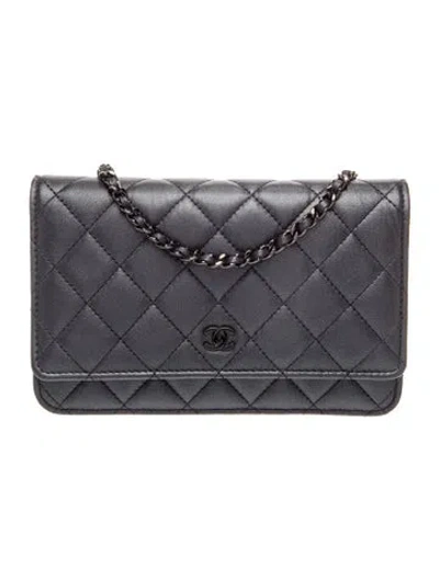 Pre-owned Chanel Classic Quilted So Black Wallet On Chain