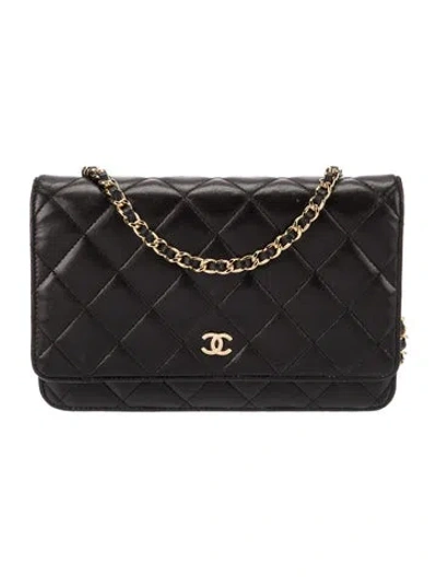 Pre-owned Chanel Classic Quilted Wallet On Chain In Black