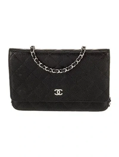 Pre-owned Chanel Classic Quilted Wallet On Chain In Black