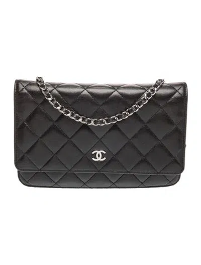 Pre-owned Chanel Classic Quilted Wallet On Chain In Black