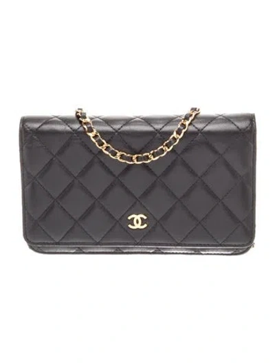 Pre-owned Chanel Classic Quilted Wallet On Chain In Black