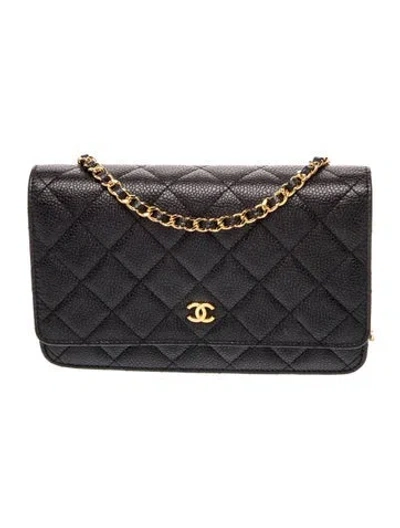 Pre-owned Chanel Classic Quilted Wallet On Chain In Black