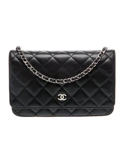 Pre-owned Chanel Classic Quilted Wallet On Chain In Black