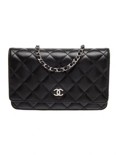 Pre-owned Chanel Classic Quilted Wallet On Chain In Black