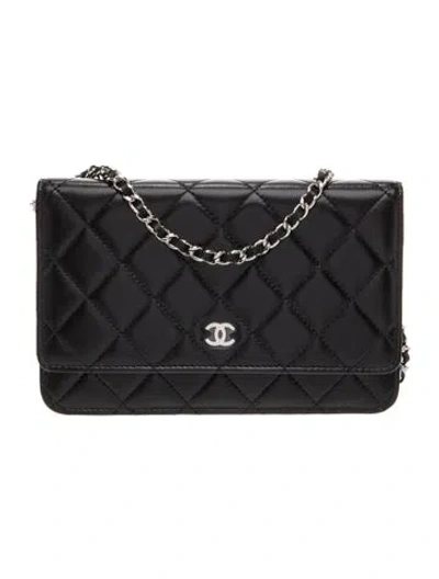 Pre-owned Chanel Classic Quilted Wallet On Chain In Black