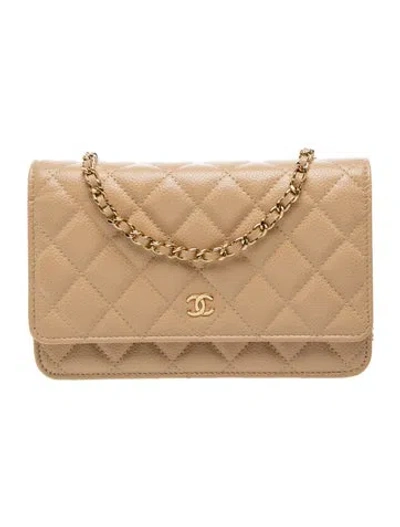 Pre-owned Chanel Classic Quilted Wallet On Chain In Neutral