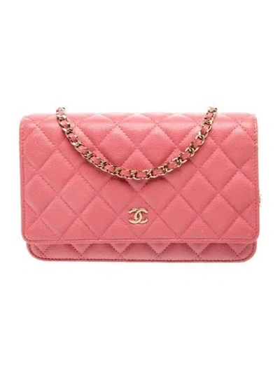 Pre-owned Chanel Classic Quilted Wallet On Chain In Pink