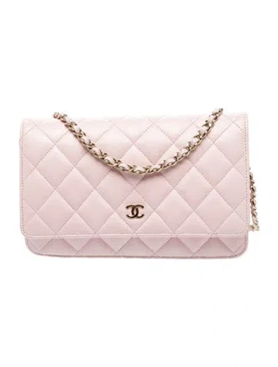 Pre-owned Chanel Classic Quilted Wallet On Chain In Pink