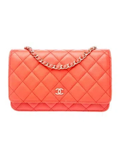 Pre-owned Chanel Classic Quilted Wallet On Chain In Red