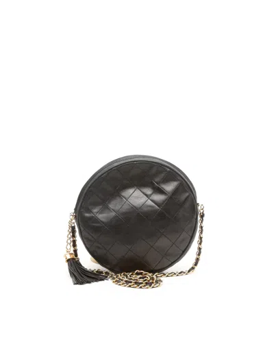 Pre-owned Chanel Classic Round Tassel Chain Crossbody Bag In Black