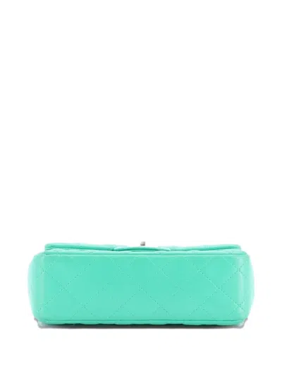 Pre-owned Chanel Classic Single Flap Bag Quilted Lambskin Mini Crossbody Bag In Green