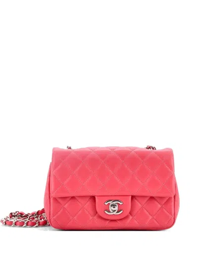 Pre-owned Chanel Classic Single Flap Bag Quilted Lambskin Mini Crossbody Bag In Pink