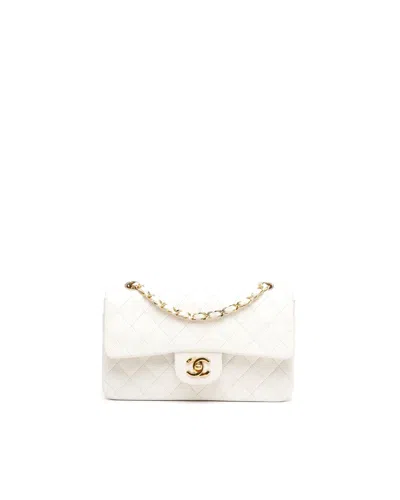Pre-owned Chanel Classic Small Double Flap Bag In White
