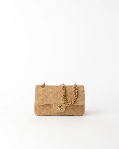 Pre-owned Chanel Classic Small Straw Double Flap Bag