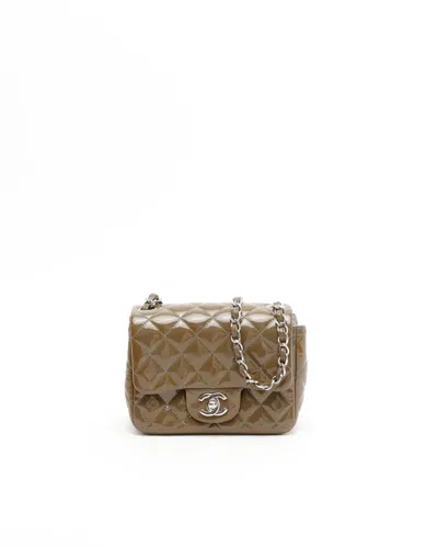 Pre-owned Chanel Classic Square Patent Single Flap Bag In Green