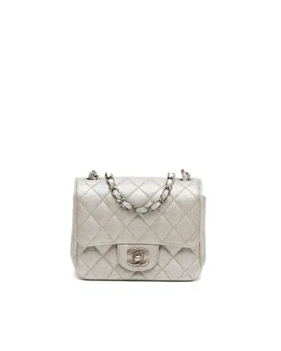 Chanel Classic Square Single Flap In Silver
