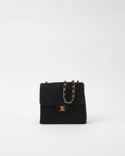 Pre-owned Chanel Classic Suede Single Flap Bag In Black