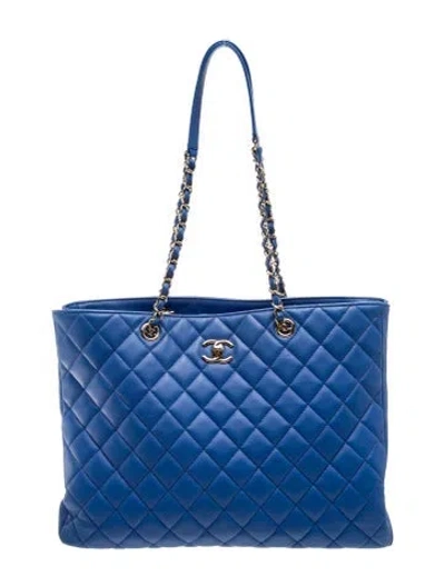 Pre-owned Chanel Classic Timeless Shopping Tote In Blue