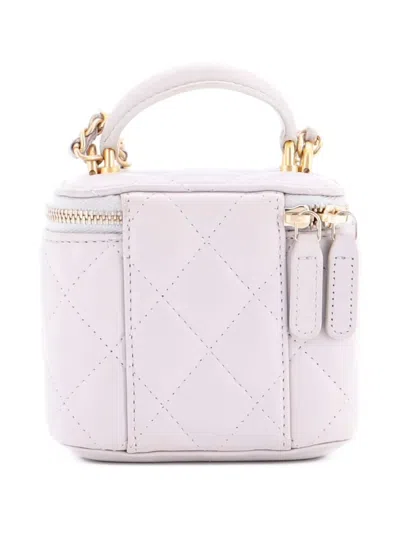 Pre-owned Chanel Classic Top Handle Vanity Case With Chain Quilted Lambskin Mini Crossbody Bag In Gray