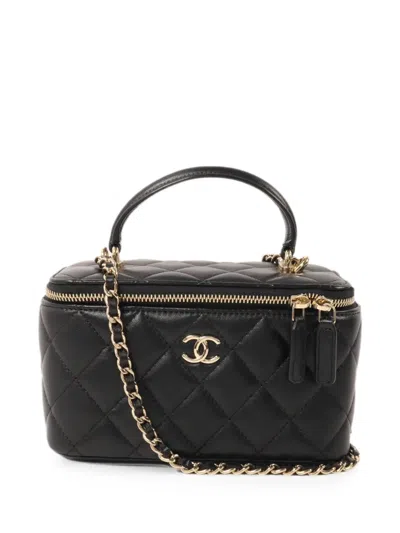 Pre-owned Chanel Classic Vanity Case Quilted Cross Body Mini Bag In Black