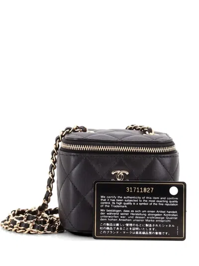 Pre-owned Chanel Classic Vanity Case With Chain Quilted Lambskin Mini Crossbody Bag In Black