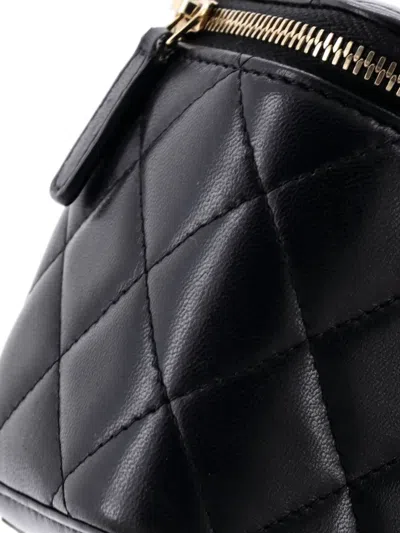 Pre-owned Chanel Classic Vanity Case With Chain Quilted Lambskin Small Clutch Bag In Black