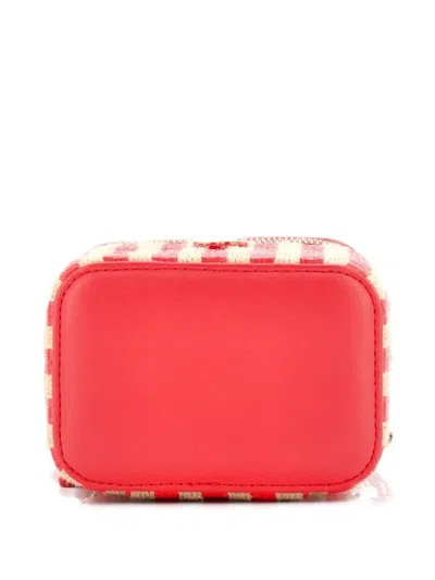 Pre-owned Chanel Classic Vanity Case With Chain Striped Raffia And Jute Mini Crossbody Bag In Neutral