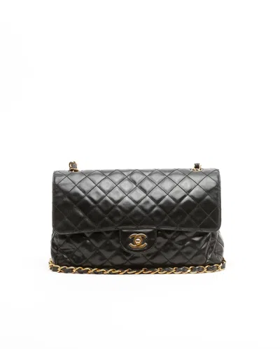 Chanel Classic Vinyl Medium Single Flap Bag In Black